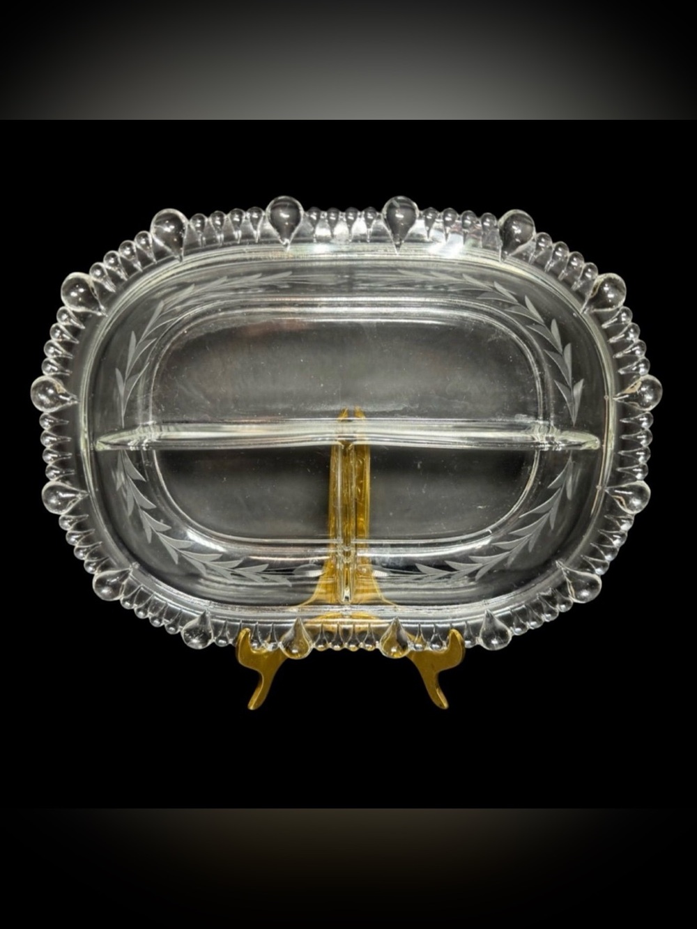 Paden City Glass Relish Dish 9.5” X 7 14” No Chips/Cracks Holiday Serving Plate